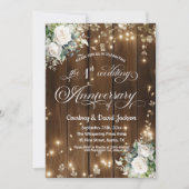 1e bruiloft Jubileum Rustieke String Lights Kaart (Voorkant)