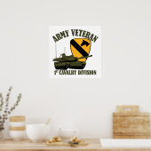 1e Cav Army Vet - M1 Tank Poster (Keuken)