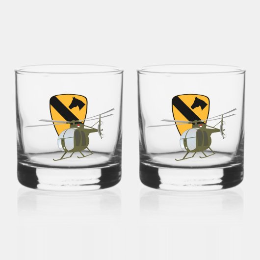1e Cav - Vietnam OH-6 Loach Gunship Whisky Glas (Voorkant)