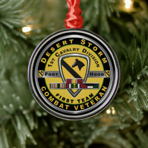 1e Cavalerie Divisie Desert Storm Christmas Metalen Ornament