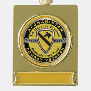 1e Cavalry divisie Afghanistan Veteraan Verguld Banner Ornament