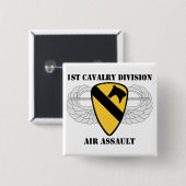 1e Cavalry Division Air Assault - met tekst Vierkante Button 5,1 Cm (Voorkant /achterkant)