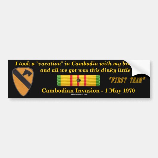 1e Cavalry Division Cambodian Vacation Bumpersticker (Voorkant)