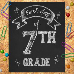 1e dag van de 7e klas, eerste dag terug naar schoo foto afdruk