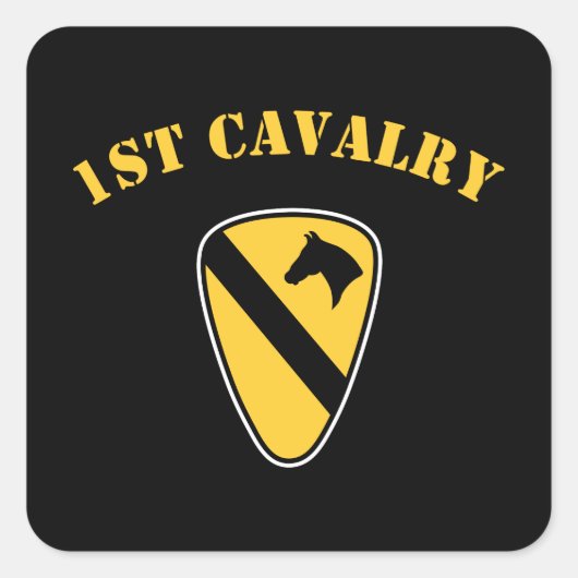 1e divisie Cavalry Vierkante Sticker (Voorkant)