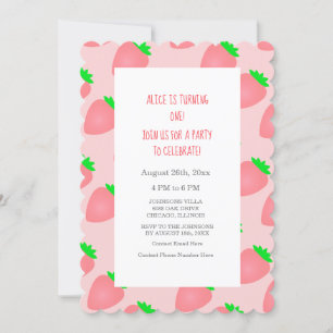 1e Eerste Zomer Verjaardag Aardbei Baby Meisje Kaart