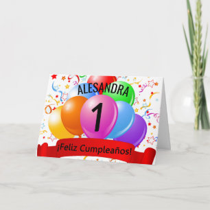 1e Feliz Cumpleanos Spaanse Verjaardag Kaart