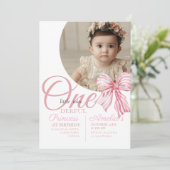 1e foto Elegante Bow Verjaardag Girly Party Kaart (Staand voorkant)