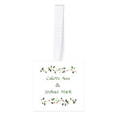 1e getrouwde Kerst Holly Rood en Groen Vakantie Ornament (Voorkant)