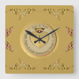 1e gouden bruiloft Jubileum Vierkante Klok