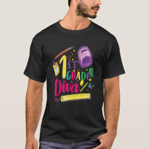 1e graad diva Eerste dag van schoolmeisjes T-shirt