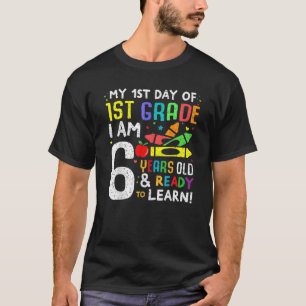 1e graad terug naar de eerste dag van schooljongen t-shirt