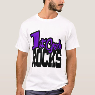1e Grade ROCKS Paarse School Teacher Gift T-shirt