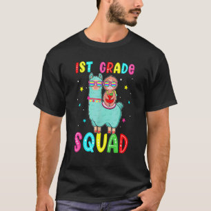 1e grade Squad Cute Sloth Ridding Llama Terug naar T-shirt