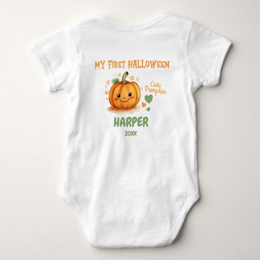 1e Halloween Happy Schattigee Pompoen Bodysuit (Achterkant)