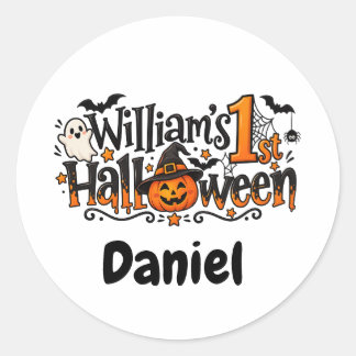 1e Halloween Pompoen Persoonlijke Baby Ronde Sticker