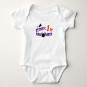 1e Halloween Spider paarse typografie heks Romper (Voorkant)