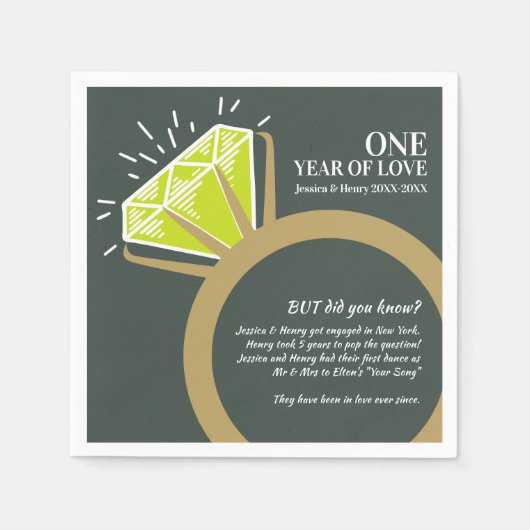 1e huwelijksverjaardag feest peridot leuke weetjes servet (Voorkant)