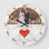 1e huwelijksverjaardag gepersonaliseerd papier huw grote klok (Voorkant)