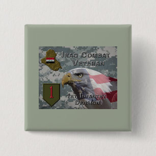 1e infanteriediv Irak Combat Veteran Vierkante Button 5,1 Cm