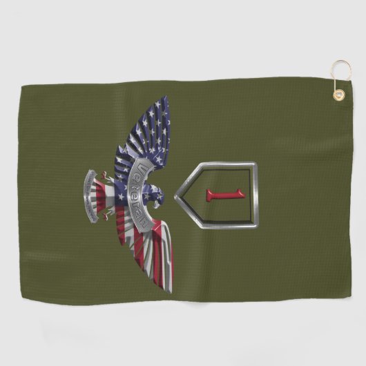 1e infanteriedivisie "Big Red One"-adelaar Golfhanddoek (Horizontaal)