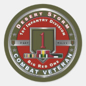1e Infanteriedivisie Desert Storm-veteraan Ronde Sticker (Voorkant)
