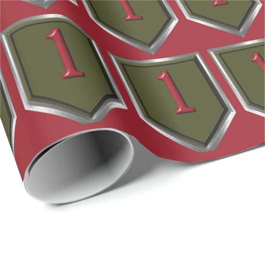 1e Infanteriedivisie Zilveren Ingelijste Patch Cadeaupapier (Rol Hoek)