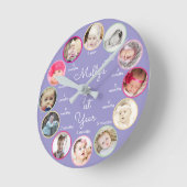 1e Jaar van Foto's Meisje Paarse Kinderkamer Ronde Klok (Hoek)