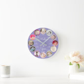 1e Jaar van Foto's Meisje Paarse Kinderkamer Ronde Klok (Huis)