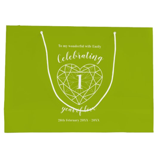 1e Jubileum 1 jaar liefde Peridot op maat Groot Cadeauzakje (Achterkant)