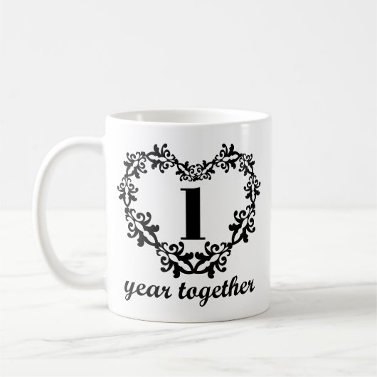 1e Jubileum 1 jaar samen Mok hartcadeau (Links)