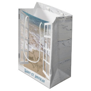 1e Jubileum Beach Hearts Medium Gift Bag Cadeauzakje
