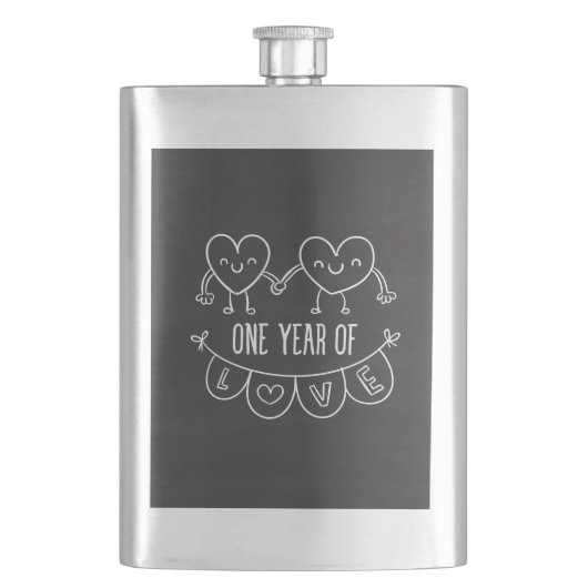 1e Jubileum Gift Chalk Hearts Classic Flask Flacon (Voorkant)