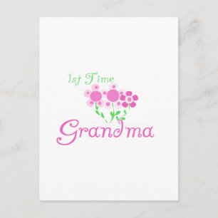 1e keer Grandma-roze bloemen Briefkaart