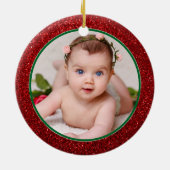 1e kerst als grootouders glitter foto keramisch ornament (Achterkant)