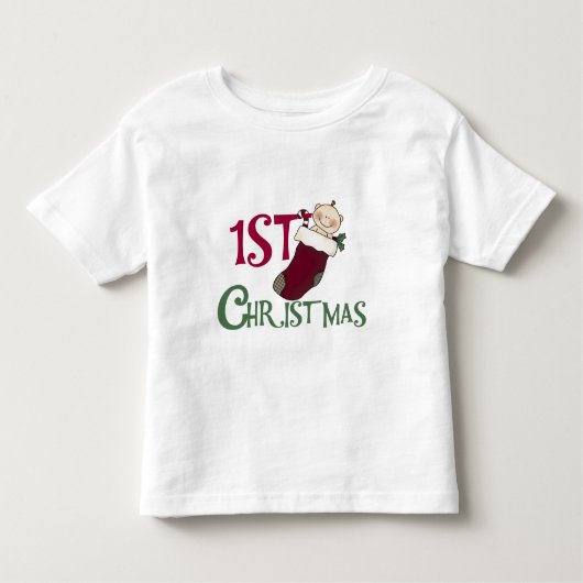 1e kerst-Baby in Stocking Kinder Shirts (Voorkant)