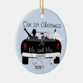 1e kerst getrouwd stel keramisch ornament (Rechts)