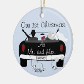 1e kerst getrouwd stel keramisch ornament (Links)