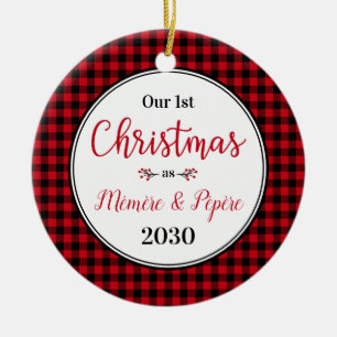 1e kerst Memere Pepere foto Keramisch Ornament