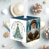 1e kerst Opa Oma 4 Foto Familienaam Kubus Ornament