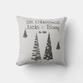 1e kerst pasgetrouwden Festieve kerstbomen Kussen (Voorkant)