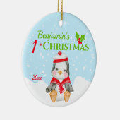 1e kerstbaby pinguïn foto keramisch ornament (Rechts)