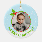 1e kerstbaby pinguïn foto keramisch ornament (Achterkant)