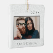 1e kerstfoto als koppel keramisch ornament (Rechts)