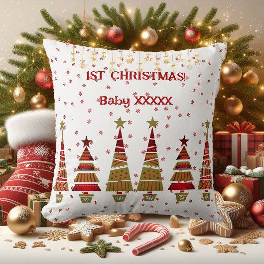 1e kerstkerstboomgaard Baby Snowflakes Kussen