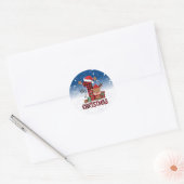 1e Kerstman Hoed Witte Sneeuw Baby Rendier Ronde Sticker (Envelop)