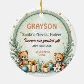 1e kerstmis 2-zijdig, Regenboogwensen Keramisch Ornament (Achterkant)