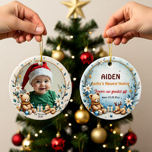 1e Kerstmis 2-zijdige Starry Snuggles Keramisch Ornament