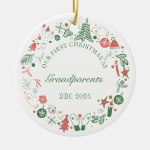 1e Kerstmis als grootouders Keramisch Ornament