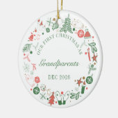 1e Kerstmis als grootouders Keramisch Ornament (Links)